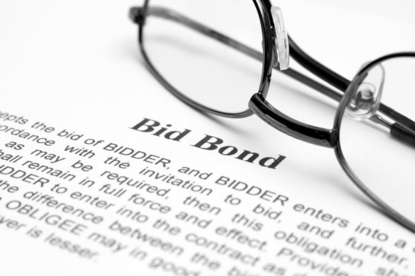 Contractor bid bond, construction surety bonds